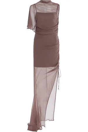De La Vali Asymmetric Silk-Chiffon Maxi Dress - - UK 14 - Moda Operandi