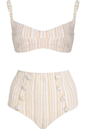 Lisa Marie Fernandez Striped Seersucker Balconette High-Waist Bikini - - XS - Moda Operandi