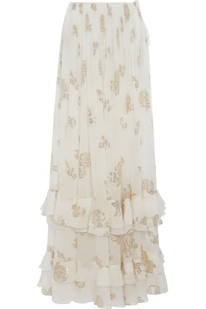 Chloé Metallic Silk Jacquard Maxi Skirt - - FR 42 - Moda Operandi