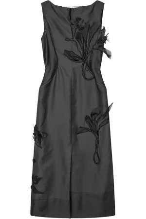 Mark Kenly Domino Tan Dove Atelier Silk-Wool Twill Midi Dress - - FR 38 - Moda Operandi