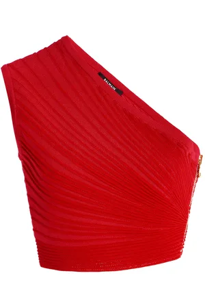 Balmain One-Shoulder Knit Cropped Top - - FR 38 - Moda Operandi
