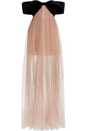 Serafini Off-The-Shoulder Polka-Dot Tulle Maxi Dress - - IT 44 - Moda Operandi