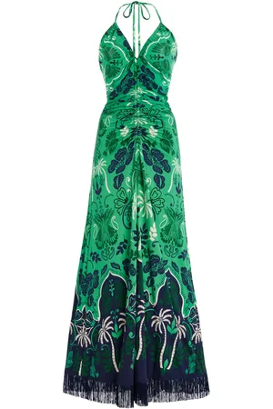 Cara Cara Shelter Island Fringed Jersey Halter Midi Dress - - XS - Moda Operandi