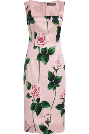 Dolce & Gabbana Rose-Print Satin Midi Dress - - IT 38 - Moda Operandi