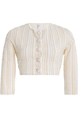 Lisa Marie Fernandez Striped Seersucker Cardigan - - XS - Moda Operandi