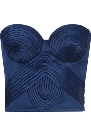 Andres Otalora Hasta El Cielo Pleated Satin Corset Top - - US 4 - Moda Operandi