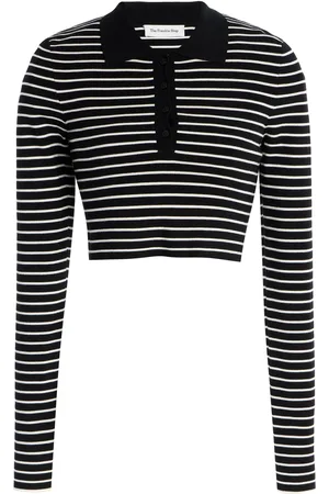 The Frankie Shop Giselle Cropped Striped Knit Polo Shirt - - XS - Moda Operandi
