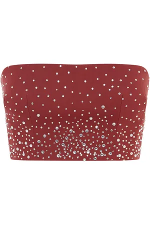 ALEX PERRY Crystal-Embellished Power Mesh Crop Top - - UK 4 - Moda Operandi