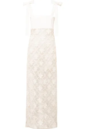 SIEDRES Tallula Bow-Embellished Cotton Lace Maxi Dress - - EU 34 - Moda Operandi