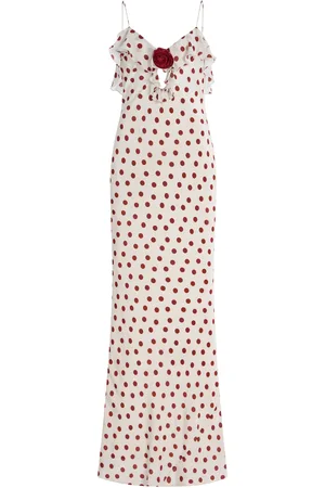 De La Vali Esperanza Polka-Dot Crepe de Chine Maxi Dress - - UK 14 - Moda Operandi