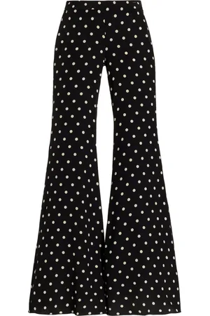 FRANCOISE Exclusive Catherine Polka-Dot Deadstock-Silk Flared Pants - Black/white - FR 34 - Moda Operandi
