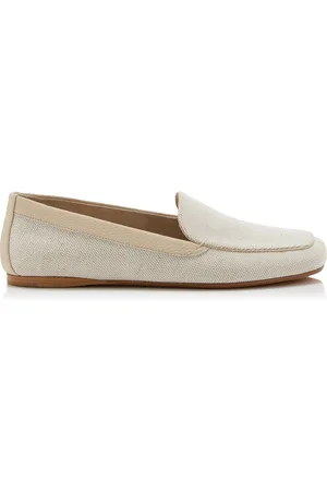 Khaite Monroe Leather-Trimmed Canvas Loafers - - IT 39.5 - Moda Operandi