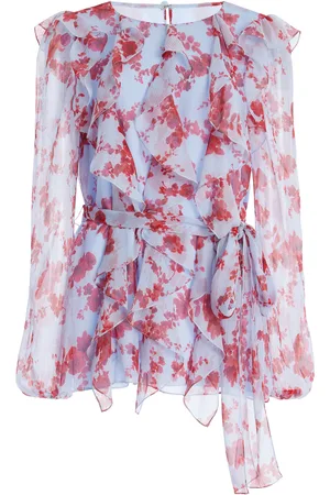 Carolina Herrera Sash-Detailed Ruffled Silk Chiffon Top - - US 0 - Moda Operandi