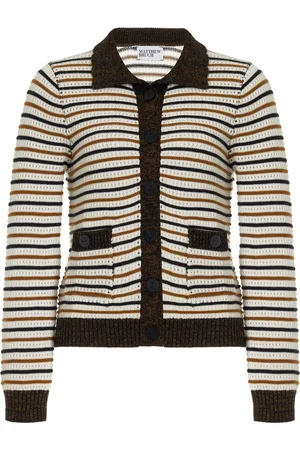 Matthew Bruch Striped Cotton-Blend Mesh Cardigan - - XS - Moda Operandi