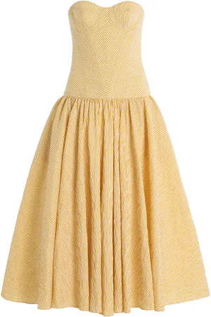 ALEXIS Summers Striped Corseted Midi Dress - - S - Moda Operandi