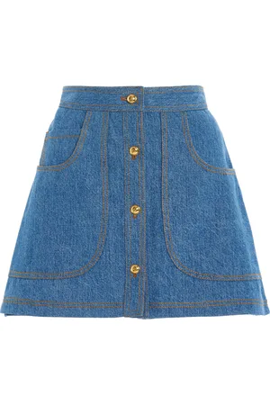 ADAM LIPPES Bennet Stone-Wash Denim Mini Skort - - US 2 - Moda Operandi