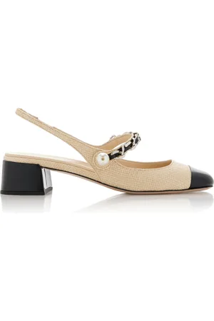 Miu Miu Leather-Trimmed Raffia Slingback Mary Janes - - IT 36 - Moda Operandi