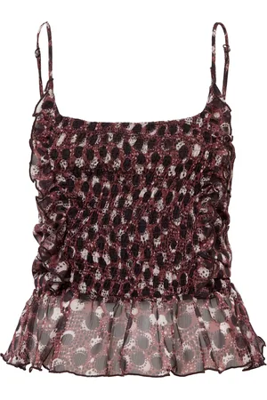 SIEDRES Sventini Ruched Polka-Dot Peplum Top - - EU 34 - Moda Operandi