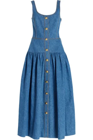 ADAM LIPPES Cassie Button-Front Denim Midi Dress - - US 2 - Moda Operandi