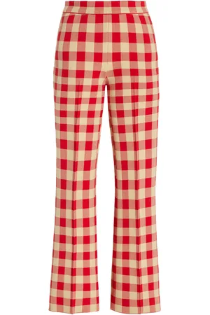 High Exclusive Kick Gingham Stretch-Cotton Knit Cropped Flared Pants - - XS - Moda Operandi