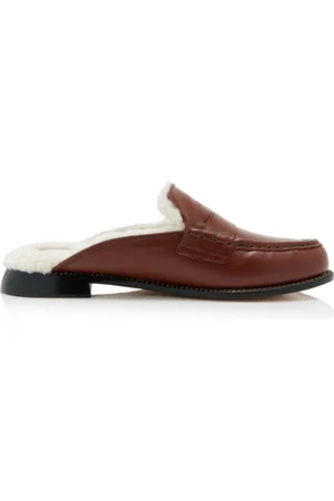 Freda Salvador Temi Shearling-Lined Leather Loafer Mules - - US 6 - Moda Operandi