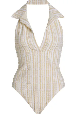 Lisa Marie Fernandez Polo Seersucker One-Piece Swimsuit - - XS - Moda Operandi