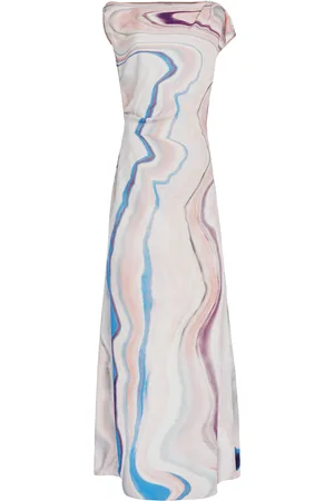 DEL CORE Asymmetric Printed Satin Maxi Dress - - IT 38 - Moda Operandi