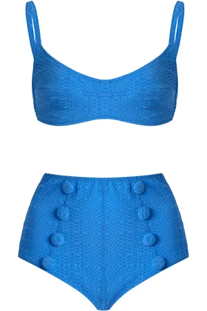Lisa Marie Fernandez Seersucker Balconette High-Waisted Bikini Set - - XS - Moda Operandi