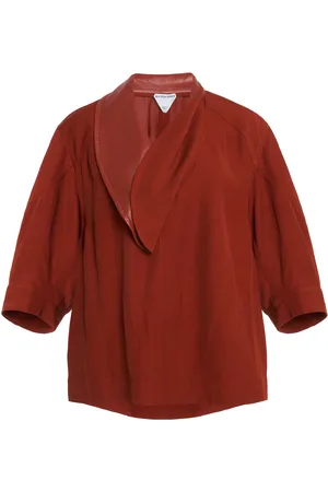 Bottega Veneta Leather-Trimmed Linen-Blend Cocoon Shirt - - IT 38 - Moda Operandi