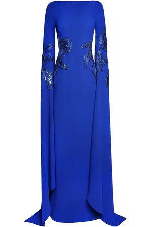 Naeem Khan Cascading Sleeve Wool-Blend Crepe Gown - - US 16 - Moda Operandi