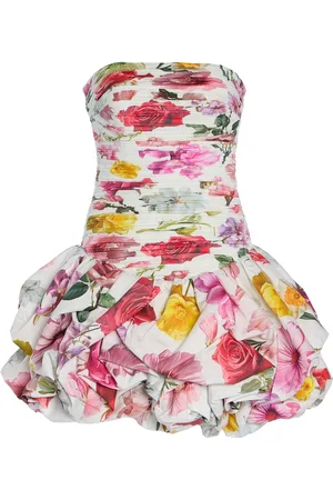 AJE Violette Ruched -Cotton Bubble-Hem Mini Dress - - AU 6 - Moda Operandi
