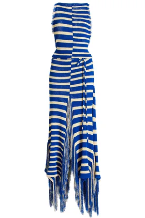 Proenza Schouler Yves Striped Fringed Cotton Knit Maxi Dress - - M - Moda Operandi