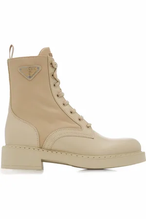 Prada Re-Nylon and Leather Lace-Up Boots - - IT 36 - Moda Operandi