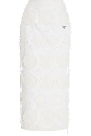 Prada Duchesse Embroidered Silk Midi Skirt - - IT 38 - Moda Operandi