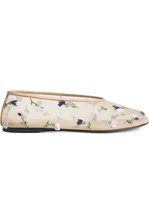 Khaite Marcy Floral-Embroidered Mesh Flats - - IT 36 - Moda Operandi