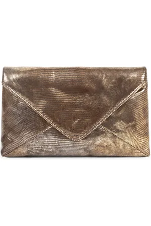 DRIES VAN NOTEN Lizard-Effect Metallic-Leather Envelope Clutch - - OS - Moda Operandi