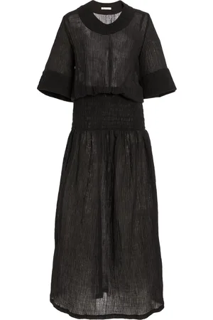 By Malene Birger Anais Shirred Ramie-Cotton Maxi Dress - - EU 32 - Moda Operandi