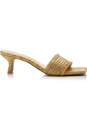 Cult Gaia Ada Metallic-Straw Sandals - - IT 37 - Moda Operandi