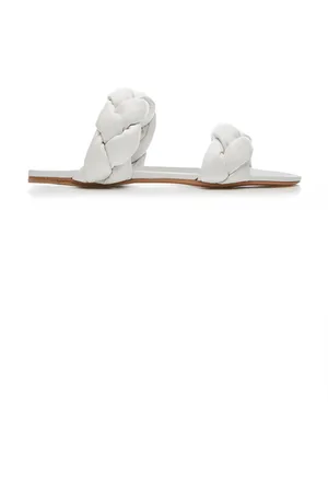 Miu Miu Puffy Braided Leather Slide Sandals - - IT 36 - Moda Operandi
