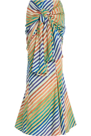 Christopher John Rogers Crayon-Striped Cotton-Poplin Sarong Skirt - - US 0 - Moda Operandi