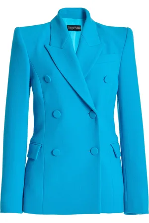 Sergio Hudson Double-Breasted Wool Crepe Blazer Jacket - - US 4 - Moda Operandi