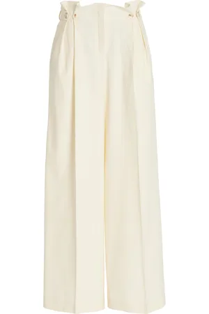 Anna October Juno Gathered Wool-Blend Wide-Leg Pants - - M - Moda Operandi