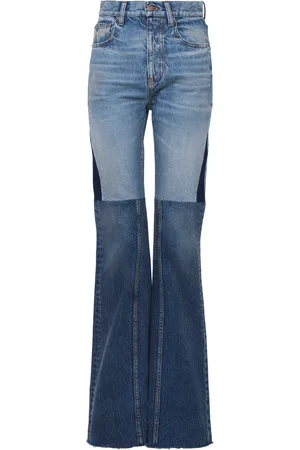 Chloé Patchwork Rigid High-Rise Flared-Leg Jeans - - 26 - Moda Operandi