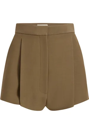 Khaite Calman Pleated Woven Shorts - - US 10 - Moda Operandi