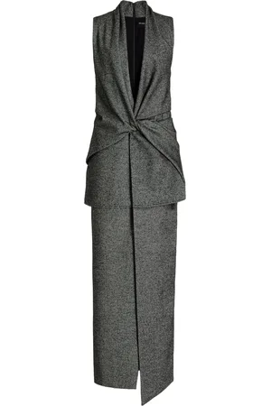 BRANDON MAXWELL The Margo Wool-Blend Midi Dress - Black/white - US 4 - Moda Operandi