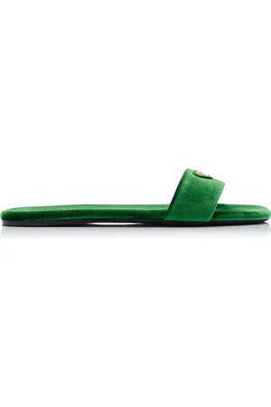 Prada Velvet Slide Sandals - - IT 36.5 - Moda Operandi