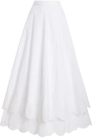 Alejandra Alonso Rojas Tiered Cotton Broderie Maxi Skirt - - US 4 - Moda Operandi