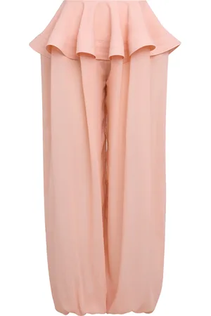 Alaïa Georgette Tapered Peplum Pants - - FR 40 - Moda Operandi
