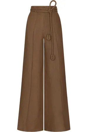 Andres Otalora Yaad Belted Linen Wide-Leg Pants - - US 2 - Moda Operandi