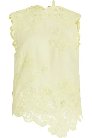 ULLA JOHNSON Marlis Embroidered Linen Tank Top - - US 2 - Moda Operandi